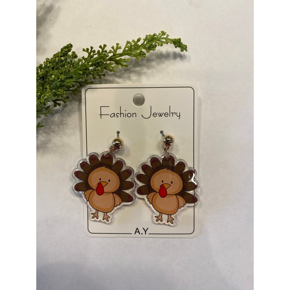 Thanksgiving Earrings Turkey Holiday Pilgrims Gobble Harvest Autumn Fall Pie